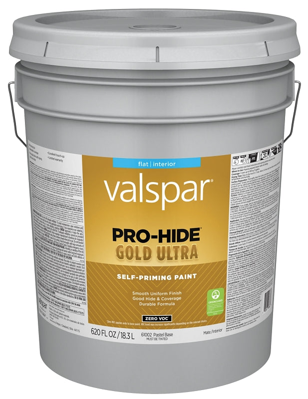 Pro-Hide Gold Ultra 6100 Series 028.0061002.008 Interior Self-Priming Paint, Pastel, Flat, White, 5 gal Plastic Pail