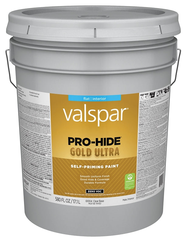 Pro-Hide Gold Ultra 6100 Series 028.0061004.008 Interior Self-Priming Paint, Water, Flat, Clear, 5 gal Metal Pail