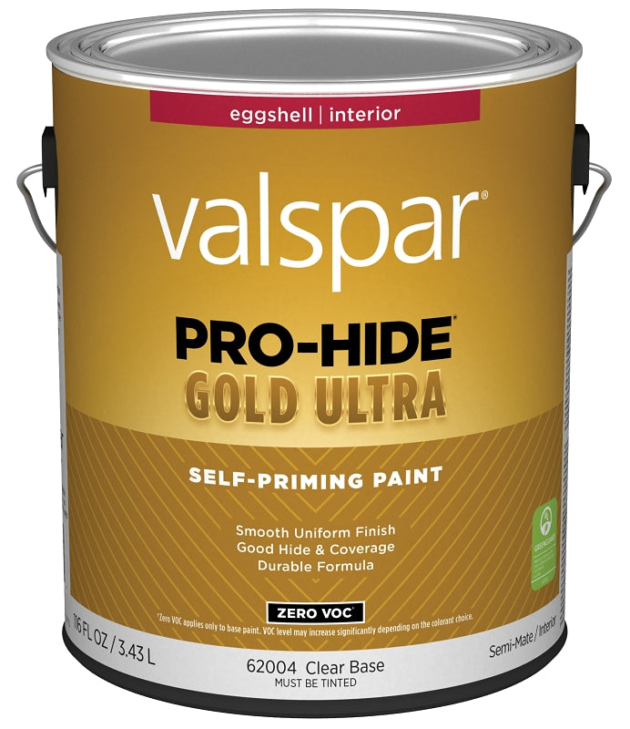 Pro-Hide Gold Ultra 6200 Series 028.0062004.007 Interior Self-Priming Paint, Water, Eggshell, Clear, 1 gal Plastic Can, Pack of 4