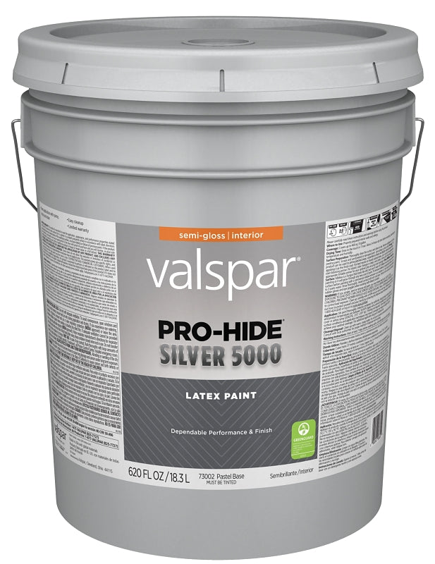 Pro-Hide Silver 5000 7300 Series 028.0073002.008 Interior Paint, Pastel, Semi-Gloss, White, 5 gal Plastic Pail