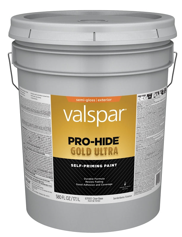 Pro-Hide Gold Ultra 6700 Series 028.0067003.008 Exterior Self-Priming Paint, Water, Semi-Gloss, Clear, 5 gal