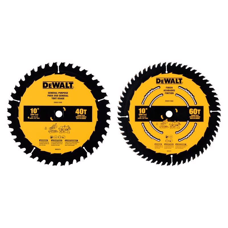 DeWalt 10 in. D X 5/8 in. Carbide Tipped Circular Saw Blade 40/60 teeth 2 pk