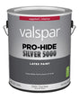 Valspar Pro-Hide 028.0072004.007 Silver 5000 Interior Paint, Water Base, Eggshell Sheen, Clear, 1 gal, Metal Pail, Pack of 4