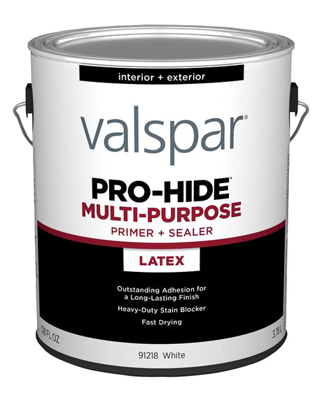 Valspar Pro-Hide 028.0091218.007 Multi-Purpose Primer, White, 1 gal, Metal Pail, Pack of 4