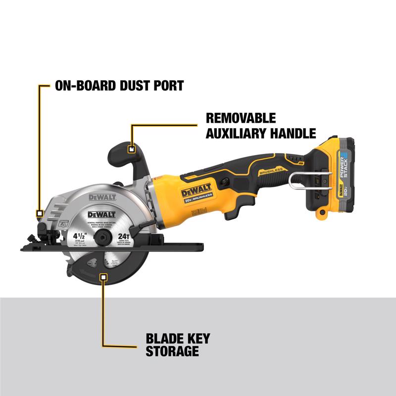 DeWalt 20V MAX ATOMIC w/ POWERSTACK 4-1/2 in. Cordless Brushless Circular Saw Kit (Battery & Charger