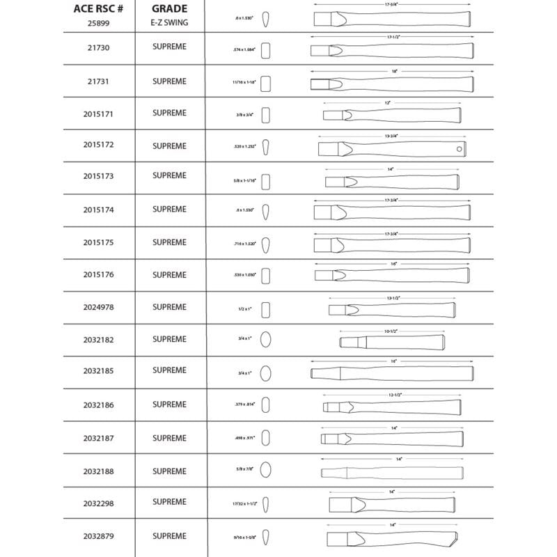 Vaughan Supreme 13-1/2 in. American Hickory Claw Hammer Replacement Handle Natural 1 pc