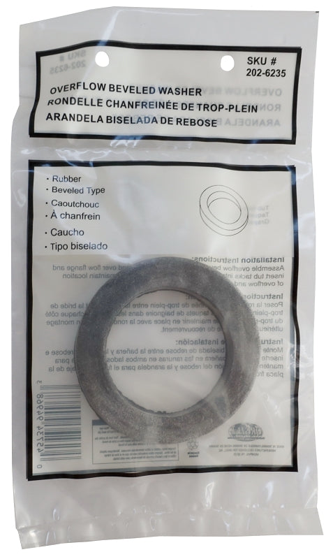 ProSource PMB-124 Overflow Washer, 3-1/4 in OD, 2-1/4 in ID and 15 mm H, 6 mm H, 3-1/4 in Dia, 13 mm Thick