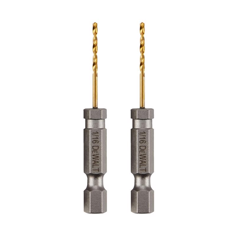 DeWalt Impact Ready 1/16 in. X 2-1/4 in. L Titanium Nitride Drill Bit Hex Shank 2 pc