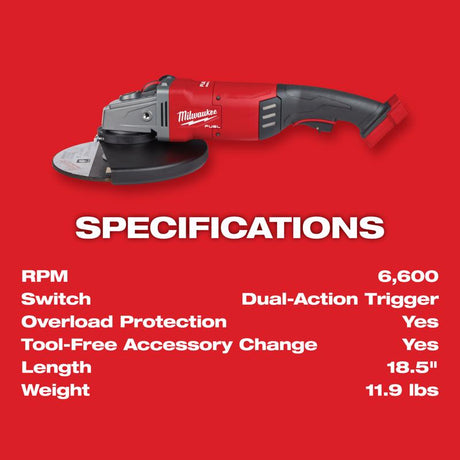 Milwaukee M18 FUEL Cordless 7 to 9 in. Large Angle Grinder Tool Only