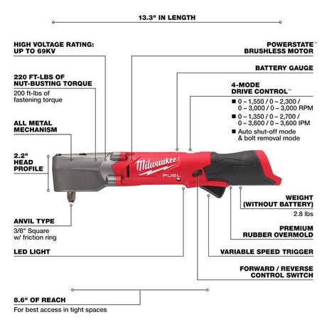 Milwaukee M12 FUEL 3/8 in. Cordless Brushless Impact Wrench Tool Only