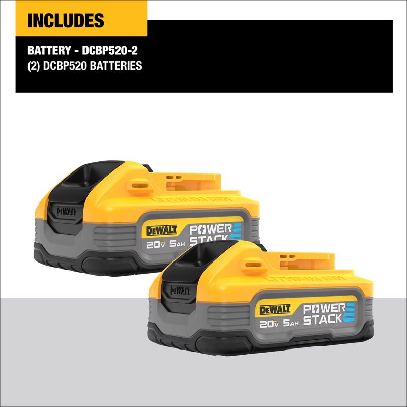 DeWalt 20V MAX XR POWERSTACK DCBP520-2 5 Ah Lithium-Ion Battery 2 pc
