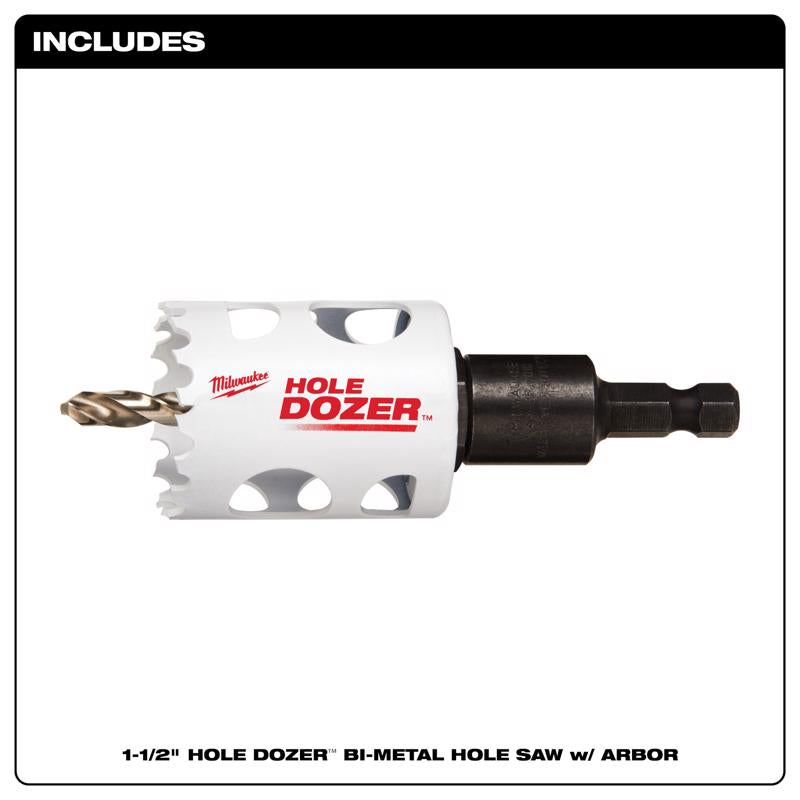 Milwaukee Hole Dozer 1-1/2 in. Bi-Metal Hole Saw with Arbor and Pilot Bit 1 pk, Pack of 2