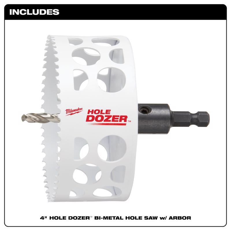 Milwaukee Hole Dozer 4 in. Bi-Metal Hole Saw with Arbor and Pilot Bit 1 pk, Pack of 2