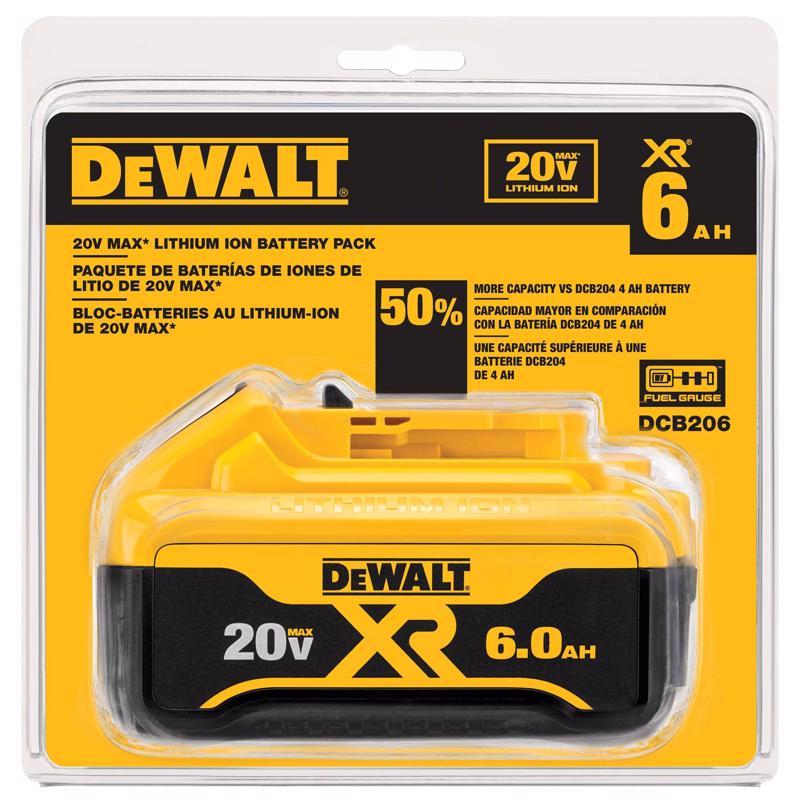 DeWalt 20V MAX DCB206 6 Ah Lithium-Ion Battery Pack 1 pc