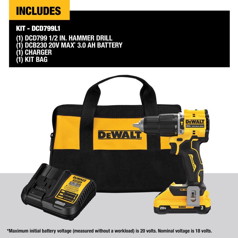DeWalt 20V MAX ATOMIC 1/2 in. Brushless Cordless Hammer Drill Kit (Battery & Charger)