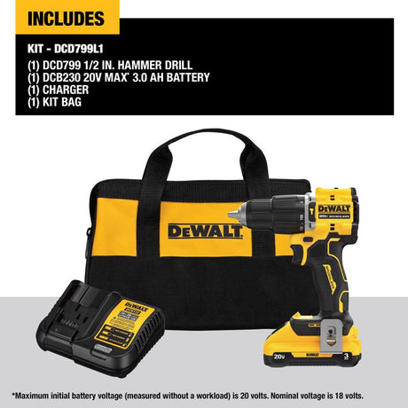 DeWalt 20V MAX ATOMIC 1/2 in. Brushless Cordless Hammer Drill Kit (Battery & Charger)