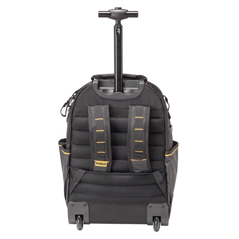 DeWalt Polyester/Tarpaulin Pro Backpack on Wheels Tool Bag 46 pocket Black/Yellow 1 pc