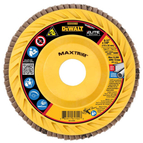 DeWalt MaxTrim 4-1/2 in. D X 7/8 in. Ceramic Trim Flap Disc 80 Grit 1 pk
