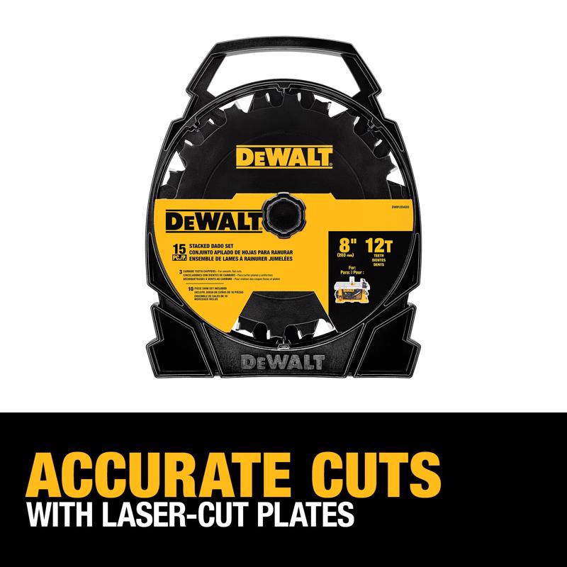 DeWalt 8 in. D Carbide Dado Blade Set 12 teeth 15 pc