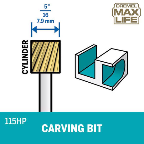 Dremel Max Life 5/16 in. X 1.5 in. L X 0.31 in. W High Speed Steel Cylindrical High Speed Cutter Mul