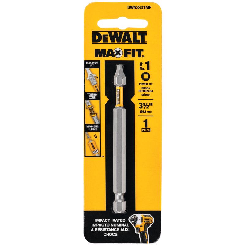 DeWalt Max Fit Square #1 X 3-1/2 in. L Screwdriver Bit S2 Tool Steel 1 pk
