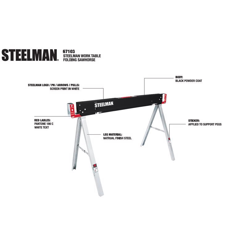 Steelman 30 in. H X 47 in. W X 22 in. D Folding Sawhorse 1100 lb. cap. 1 pc