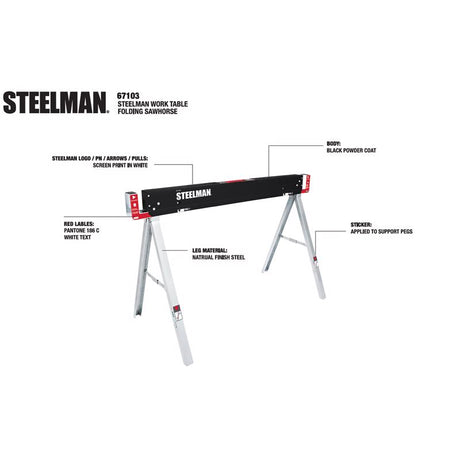 Steelman 30 in. H X 47 in. W X 22 in. D Folding Sawhorse 1100 lb. cap. 1 pc