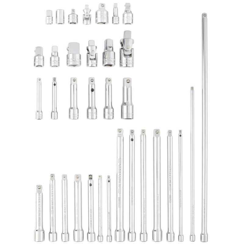 Craftsman 1/4, 3/8 and 1/2 in. drive Metric and SAE Socket Accessory Set 34 pc