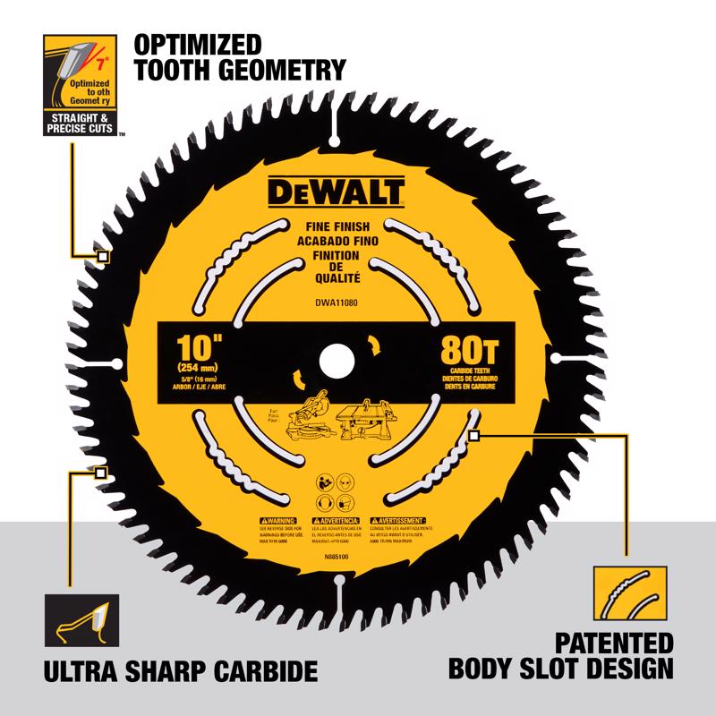 DeWalt 10 in. D X 5/8 in. Carbide Tipped Circular Saw Blade 80 teeth 1 pc