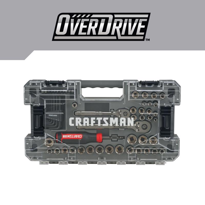 Craftsman OVERDRIVE 1/4 and 3/8 in. drive Metric/SAE 6 Point Mechanic's Tool Set 64 pc