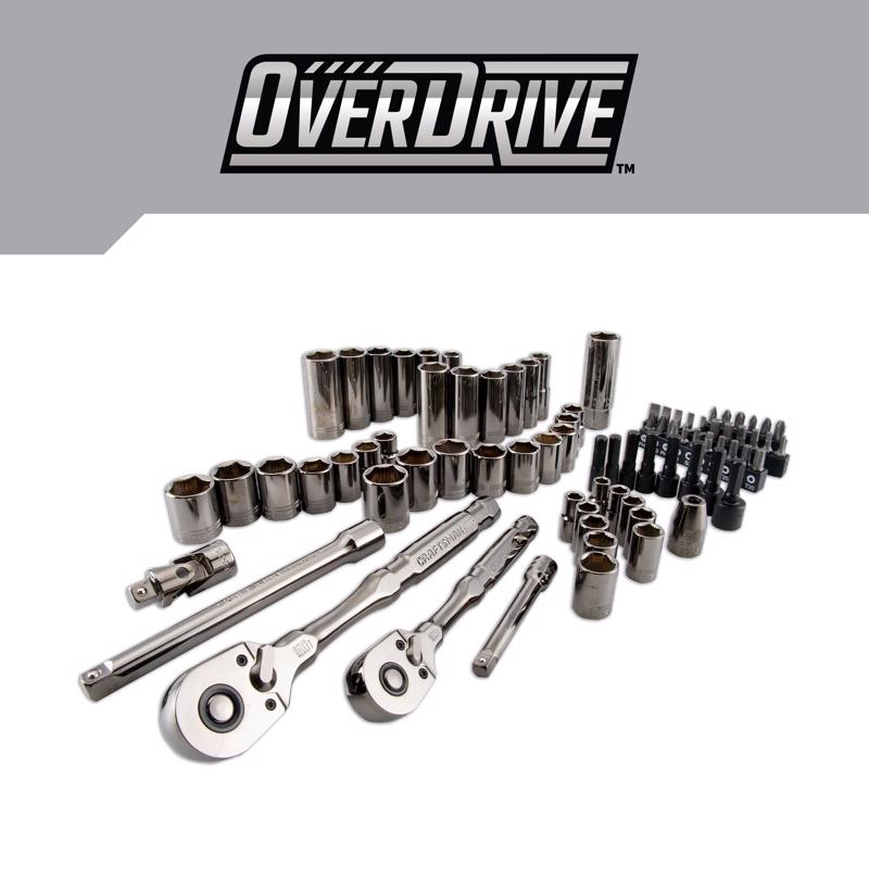Craftsman OVERDRIVE 1/4 and 3/8 in. drive Metric/SAE 6 Point Mechanic's Tool Set 80 pc
