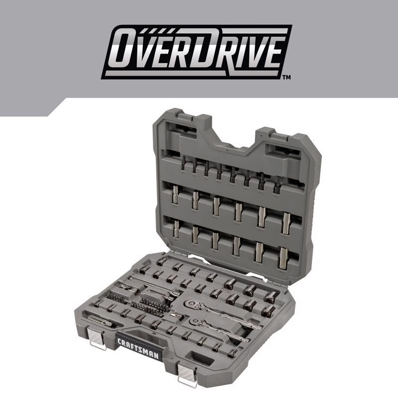Craftsman OVERDRIVE 1/4 and 3/8 in. drive Metric/SAE 6 Point Mechanic's Tool Set 80 pc