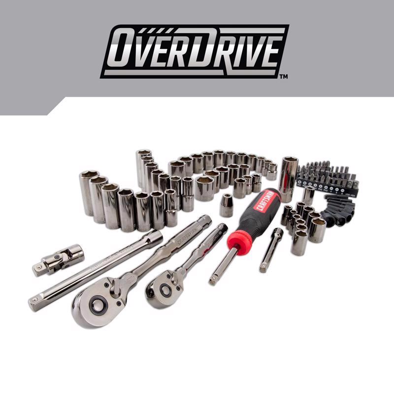 Craftsman OVERDRIVE 1/4 and 3/8 in. drive Metric/SAE 6 Point Mechanic's Tool Set 99 pc