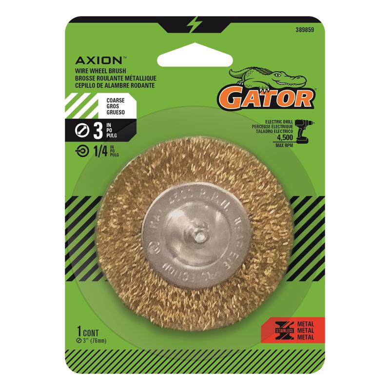 Gator 3 in. Coarse Crimped Wire Wheel Brush Brass Coated Steel 4500 rpm 1 pc