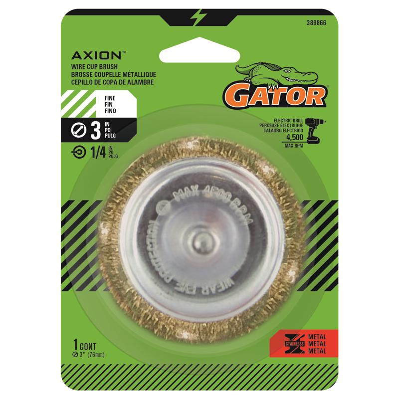 Gator 3 in. Fine Crimped Wire Cup Brush Brass Coated Steel 4500 rpm 1 pc