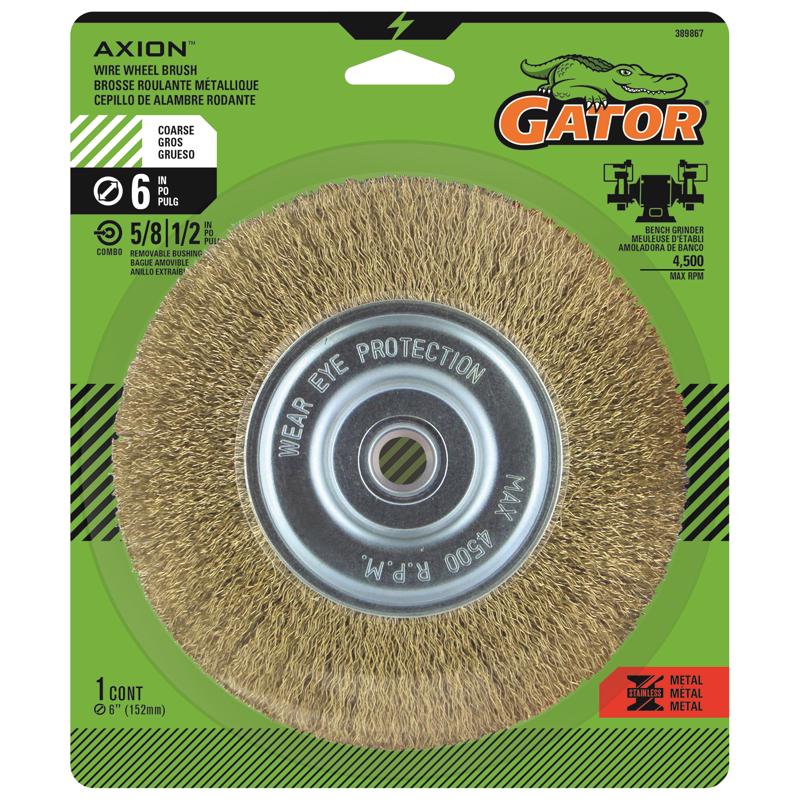 Gator 6 in. Coarse Crimped Wire Wheel Brush Brass Coated Steel 4500 rpm 1 pc