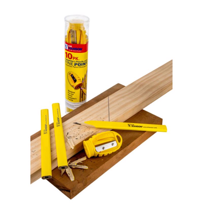 C.H. Hanson 2 in. L Carpenter Pencil and Sharpener Yellow 10 pc