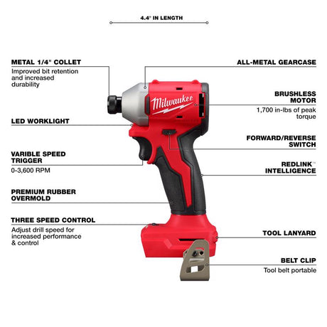 Milwaukee M18 Cordless Brushless 4 Tool Combo Kit