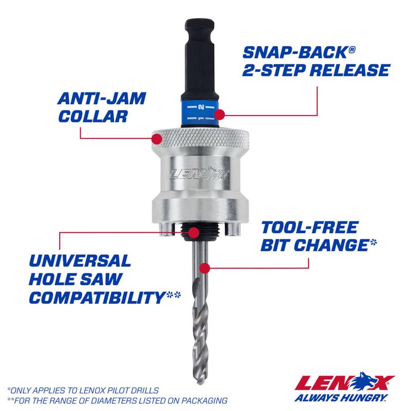 Lenox Snap-Back Steel Hole Saw Arbor 1 pc