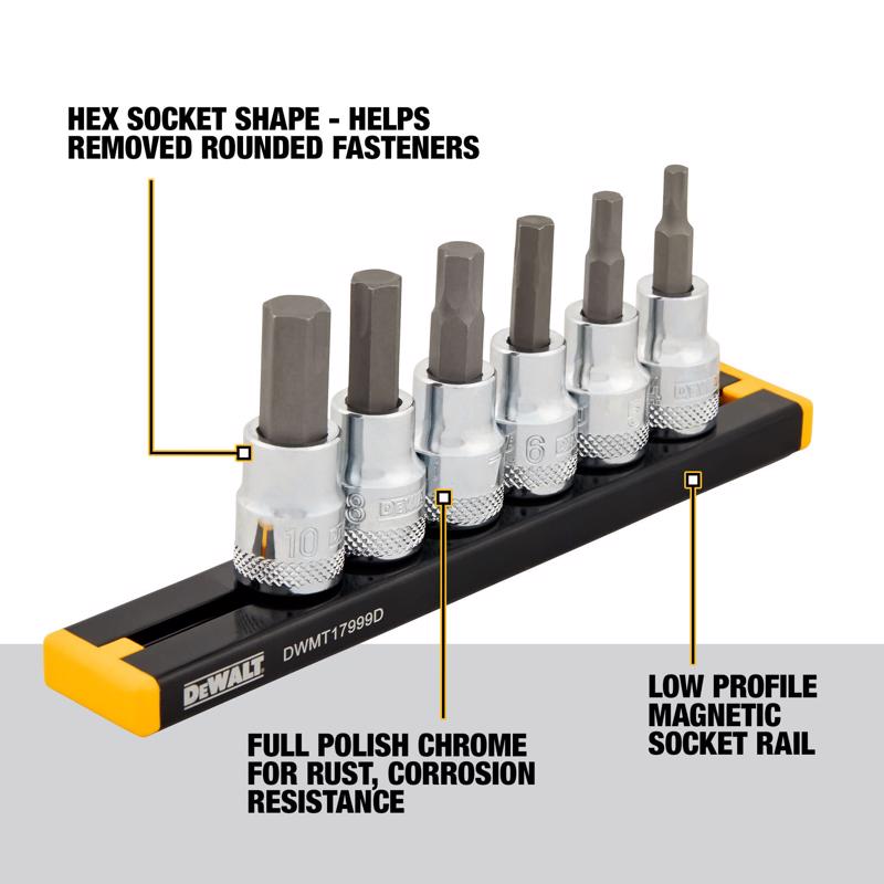 DeWalt 3/8 in. drive Metric 6 Piece Hex Bit Socket Set 1 pc