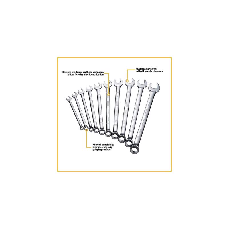DeWalt SAE Combination Wrench Set 10 pc