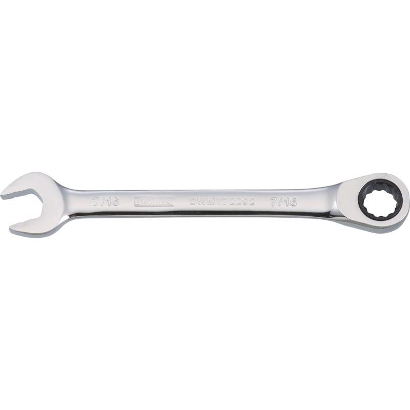DeWalt 7/16 in. X 7/16 in. SAE Ratcheting Combination Wrench 5-25/32 in. L 1 pc