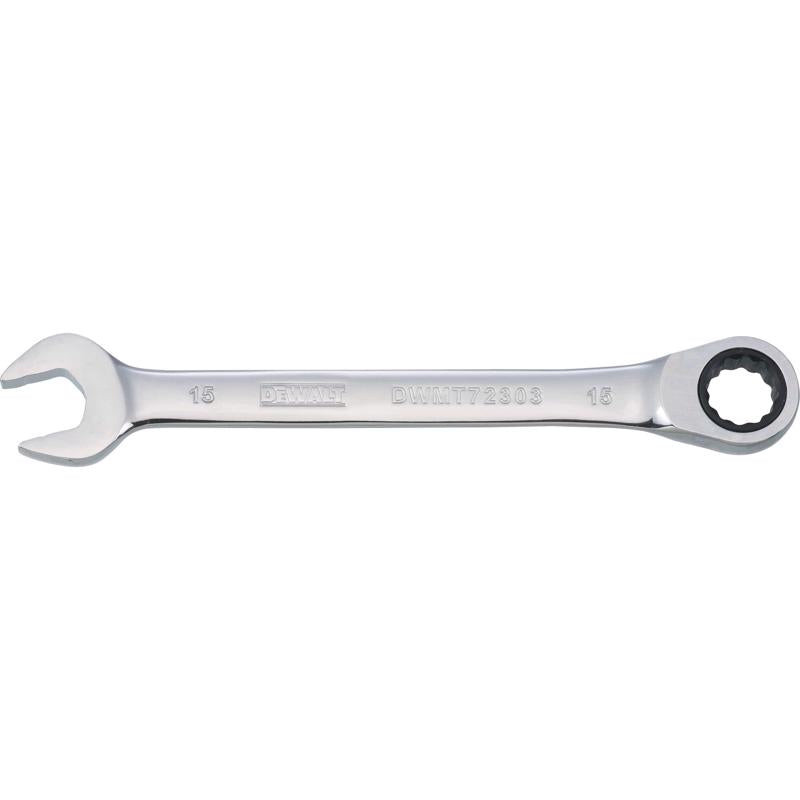 DeWalt 15 mm X 15 mm 12 Point Metric Ratcheting Combination Wrench 7-9/16 in. L 1 pc