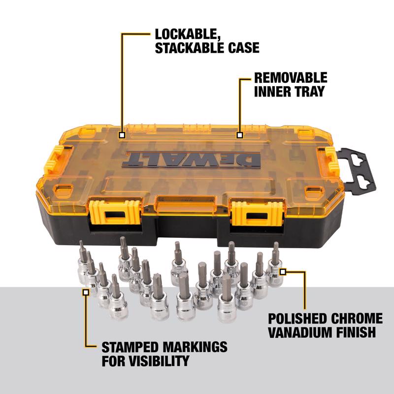 DeWalt 3/8 in. drive Metric/SAE Bit Socket Set 17 pc