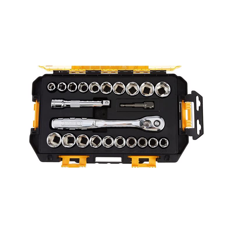 DeWalt 1/2 in. drive Metric/SAE 6 Point Socket Set 23 pc