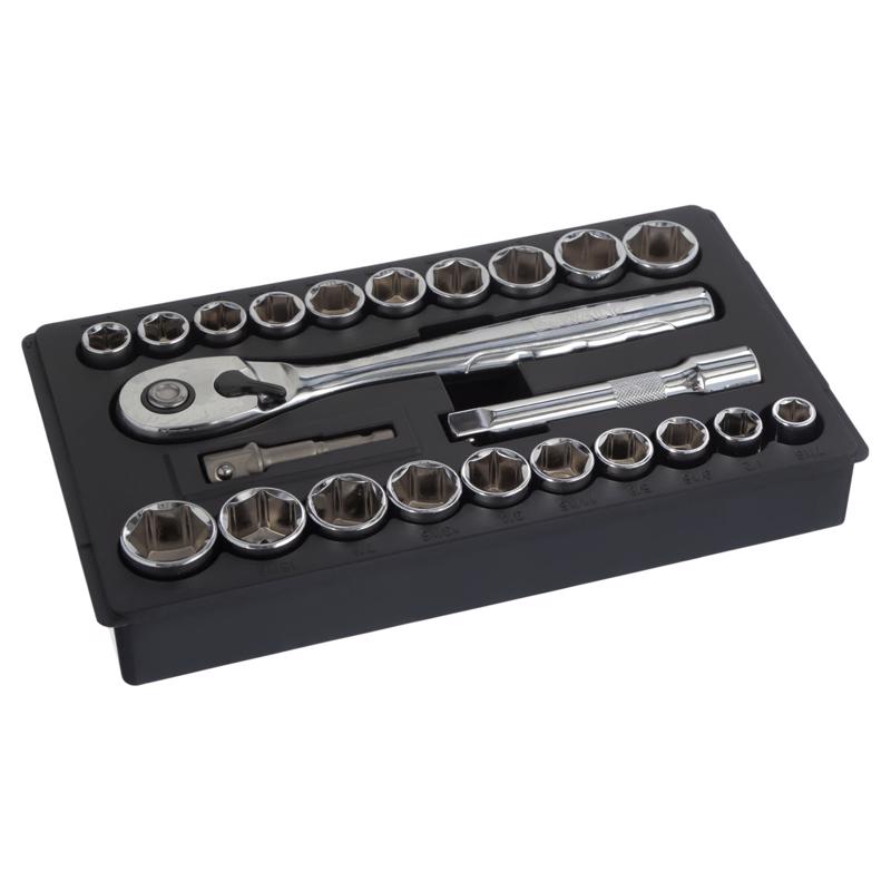 DeWalt 1/2 in. drive Metric/SAE 6 Point Socket Set 23 pc