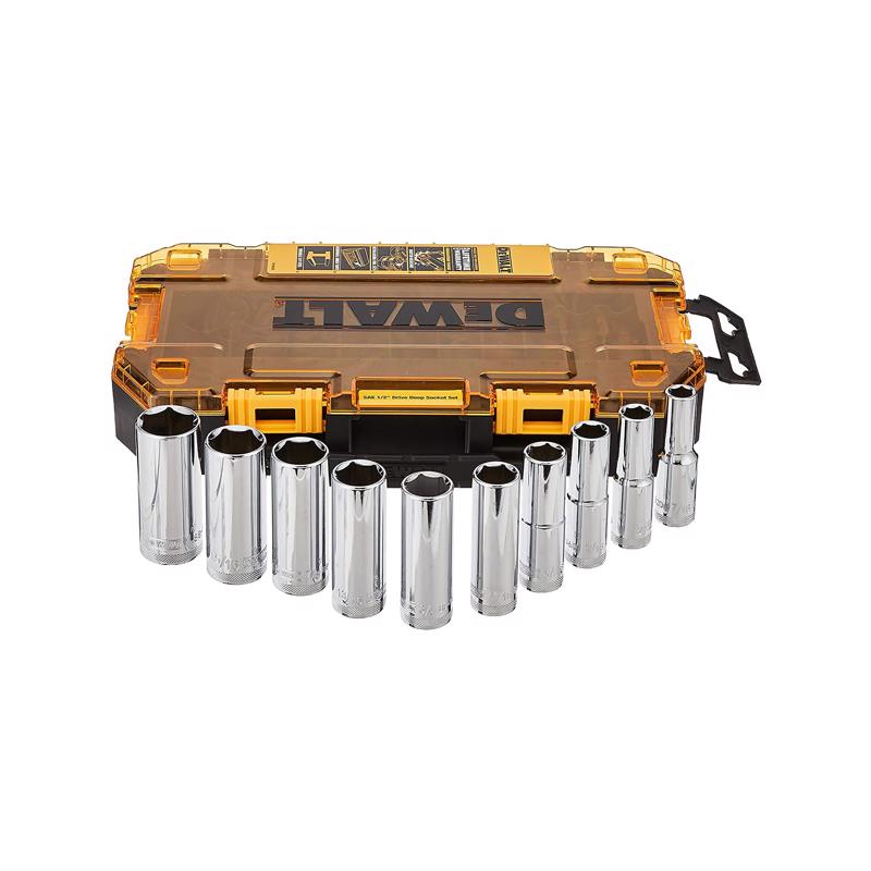 DeWalt 1/2 in. drive SAE 6 Point Deep Socket Set 10 pc