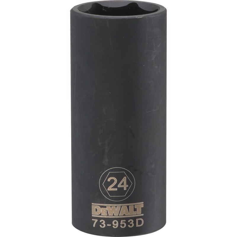 DeWalt 24 mm X 1/2 in. drive Metric 6 Point Deep Impact Socket 1 pc