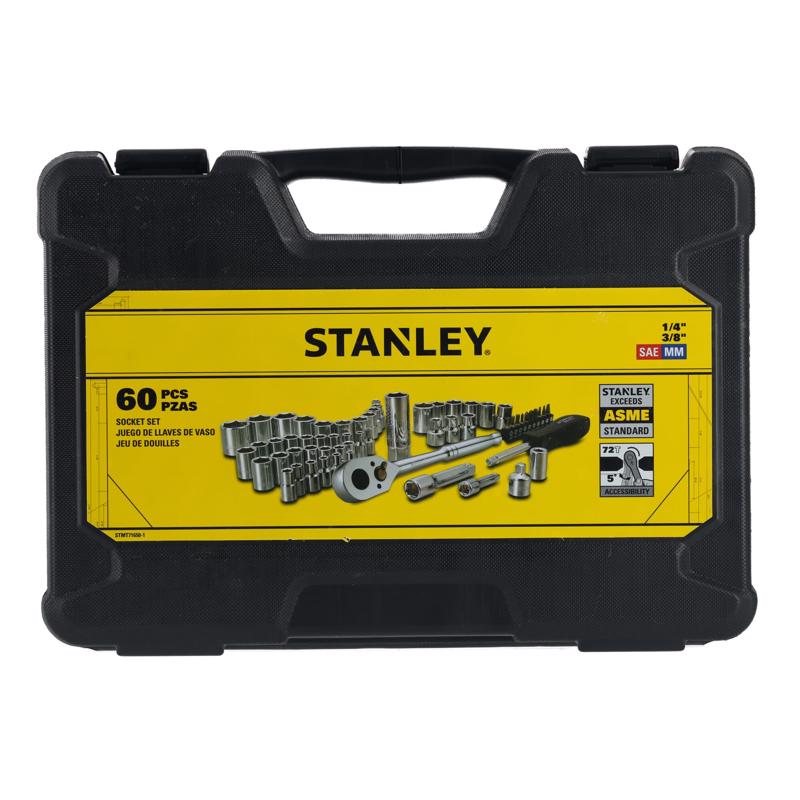 Stanley 1/4 and 3/8 in. drive Metric/SAE Mechanic's Tool Set 60 pc