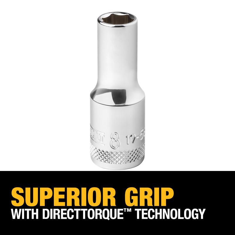DeWalt 8 mm X 3/8 in. drive Metric 6 Point Deep Socket 1 pc